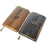 Vintage Embossed Pattern Soft Leather Travel Notebook with Lock and Key