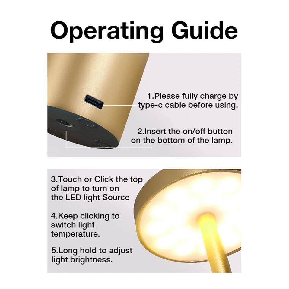 Vintage LED Touch Sensor Rechargeable Desk Lamp