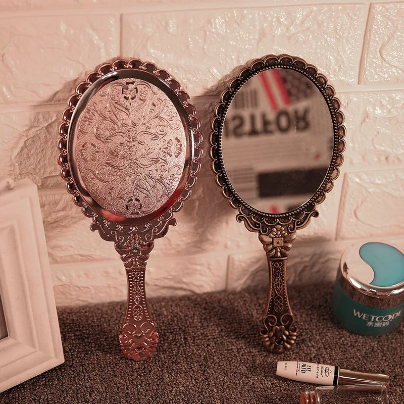 Vintage Carved Handheld Vanity Mirror