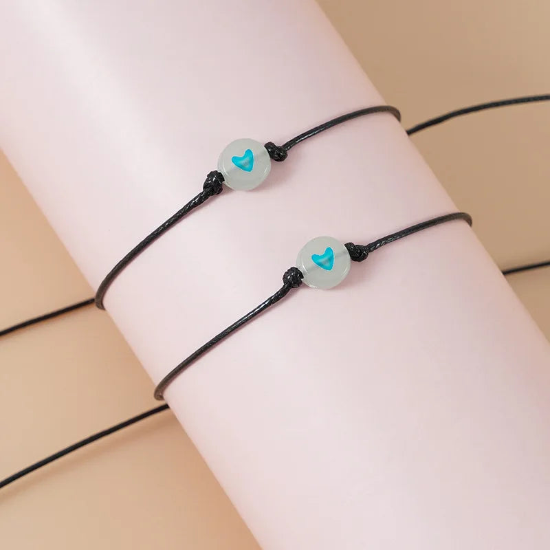 Vintage Luminous Pinky Promise Couple Bracelets