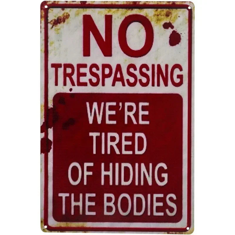 Vintage No Trespassing Warning Metal Signs