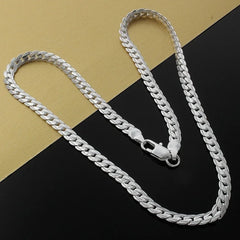 925 Sterling Silver Full Sideways Chain  Vintage Necklace