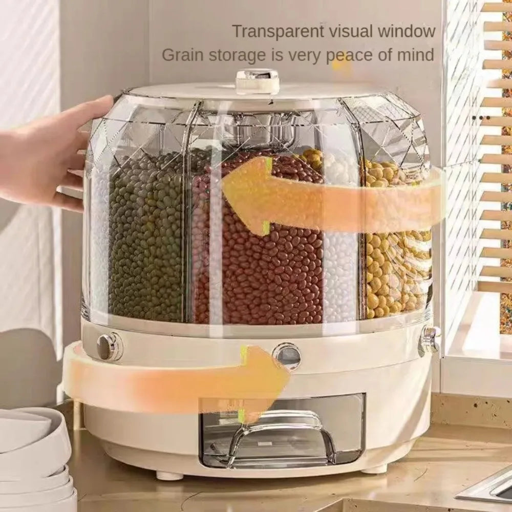 360° Rotating Rice Dispenser - Moisture-Proof Storage