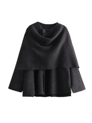 Vintage Streetwear Scarf Coat Long Sleeve Knitted Asymmetric Jackets