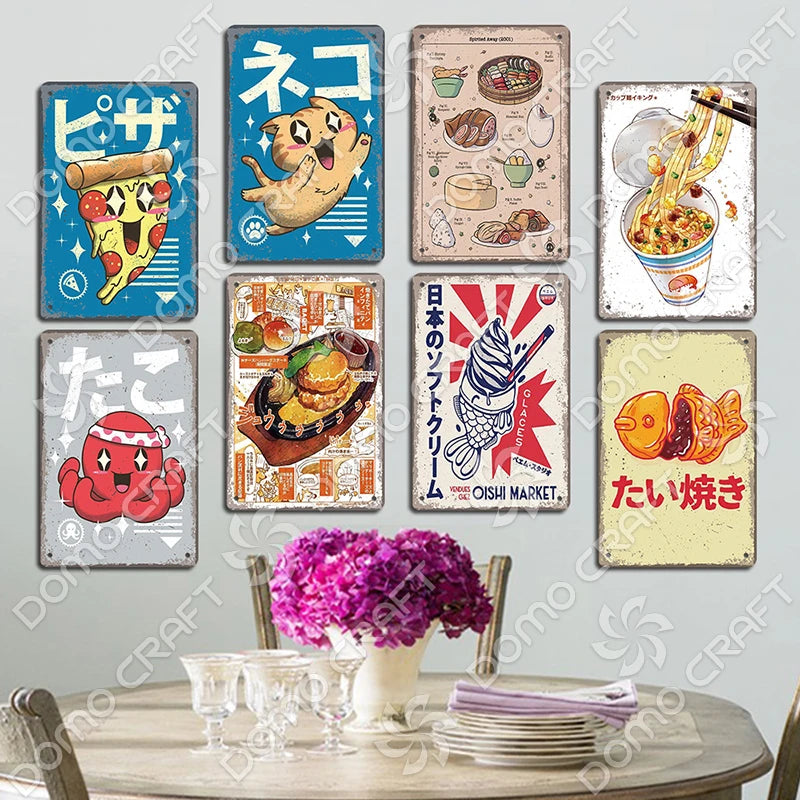 Vintage Japanese Foods Poster Metal Plaque Tin Sign