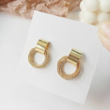 Vintage Gold Circle Stud Earrings Women