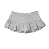 Vintage Mini Low Waist Wide Pleat Skirt