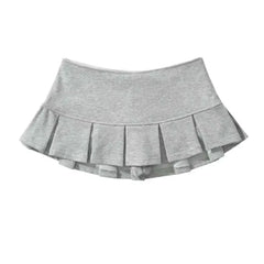 Vintage Mini Low Waist Wide Pleat Skirt