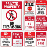 Vintage No Trespassing Warning Metal Signs