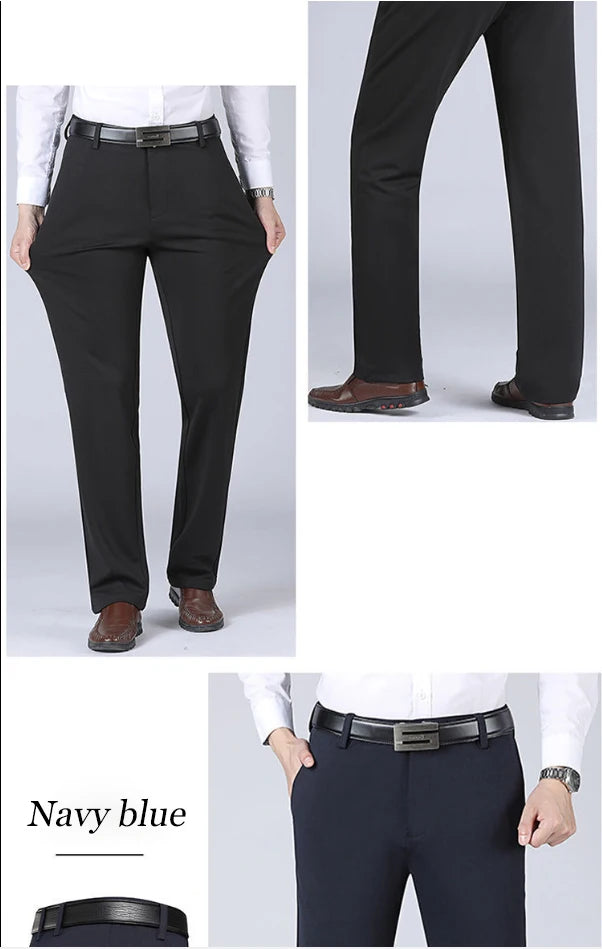 Vintage Men's Trousers Elastic Comfortable Loose Straight Trousers