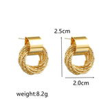 Vintage Gold Circle Stud Earrings Women