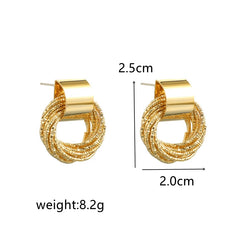 Retro Gold Circle Stud Earrings Women