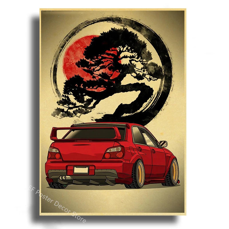 Vintage Japanese Cars Samurai Poster