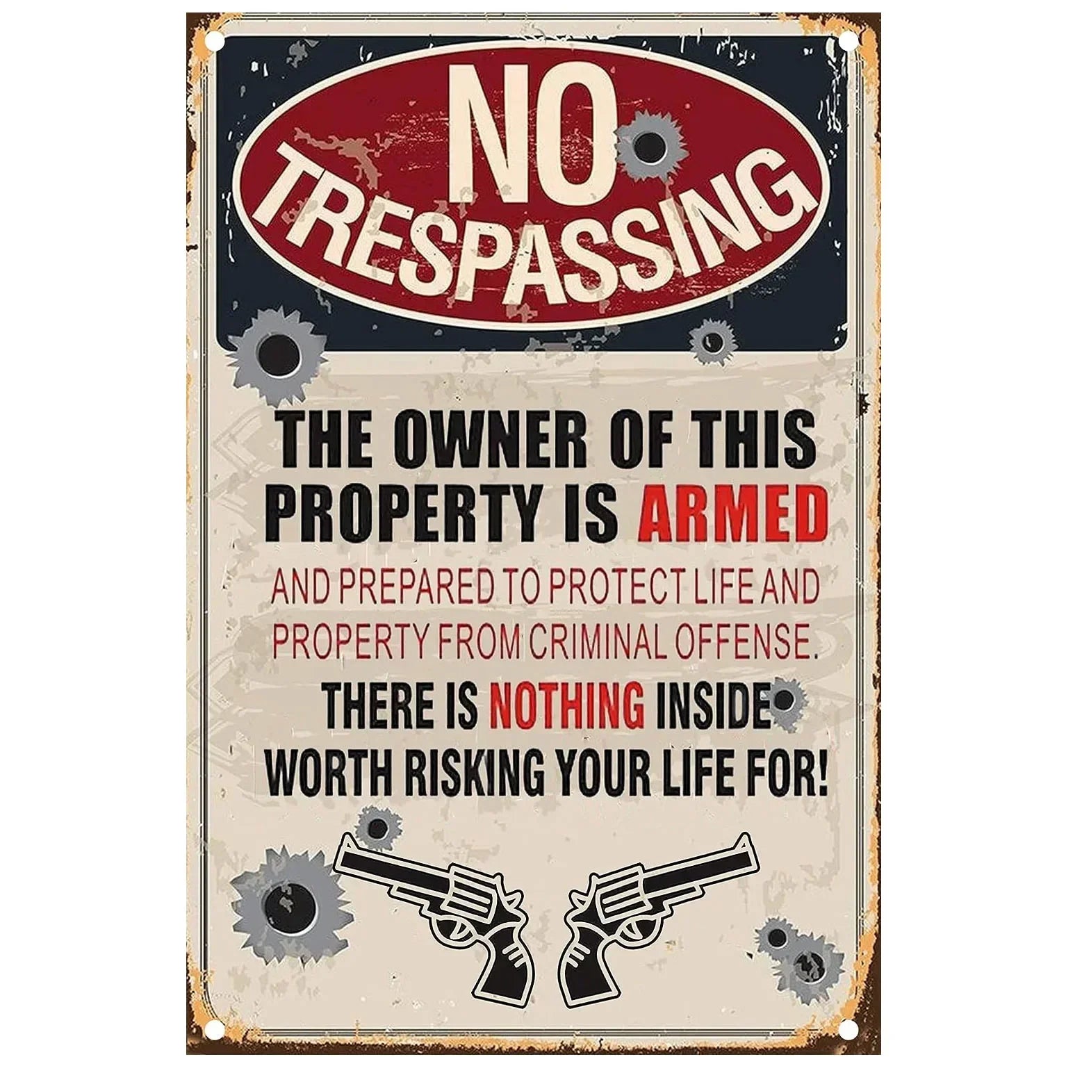 Vintage No Trespassing Warning Metal Signs