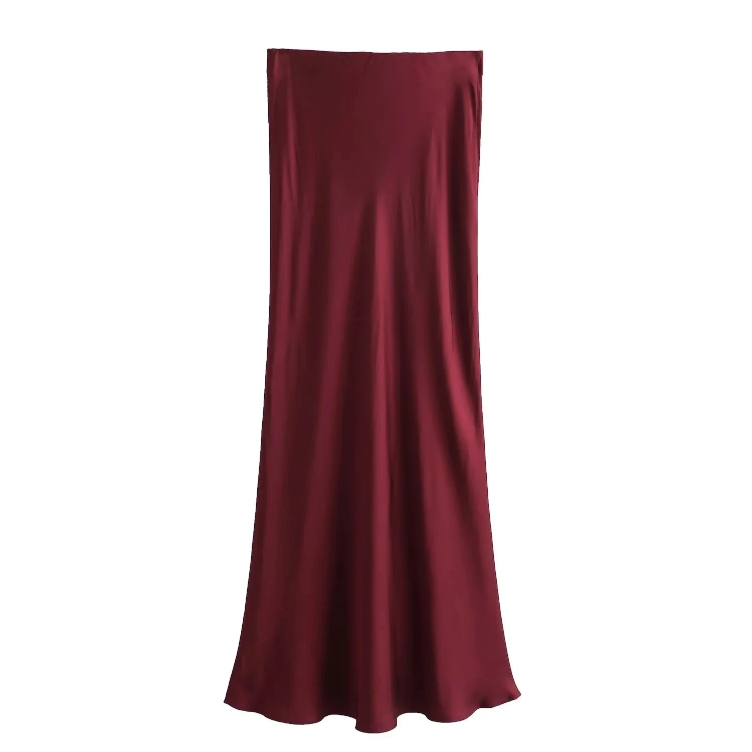 Vintage Flowing Satin Midi Skirt