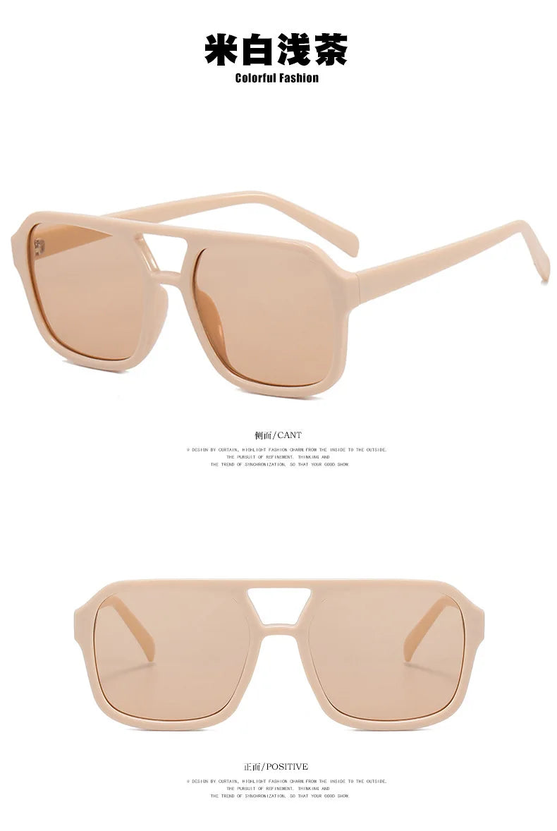 Vintage Double Bridge Square Women Sunglasses