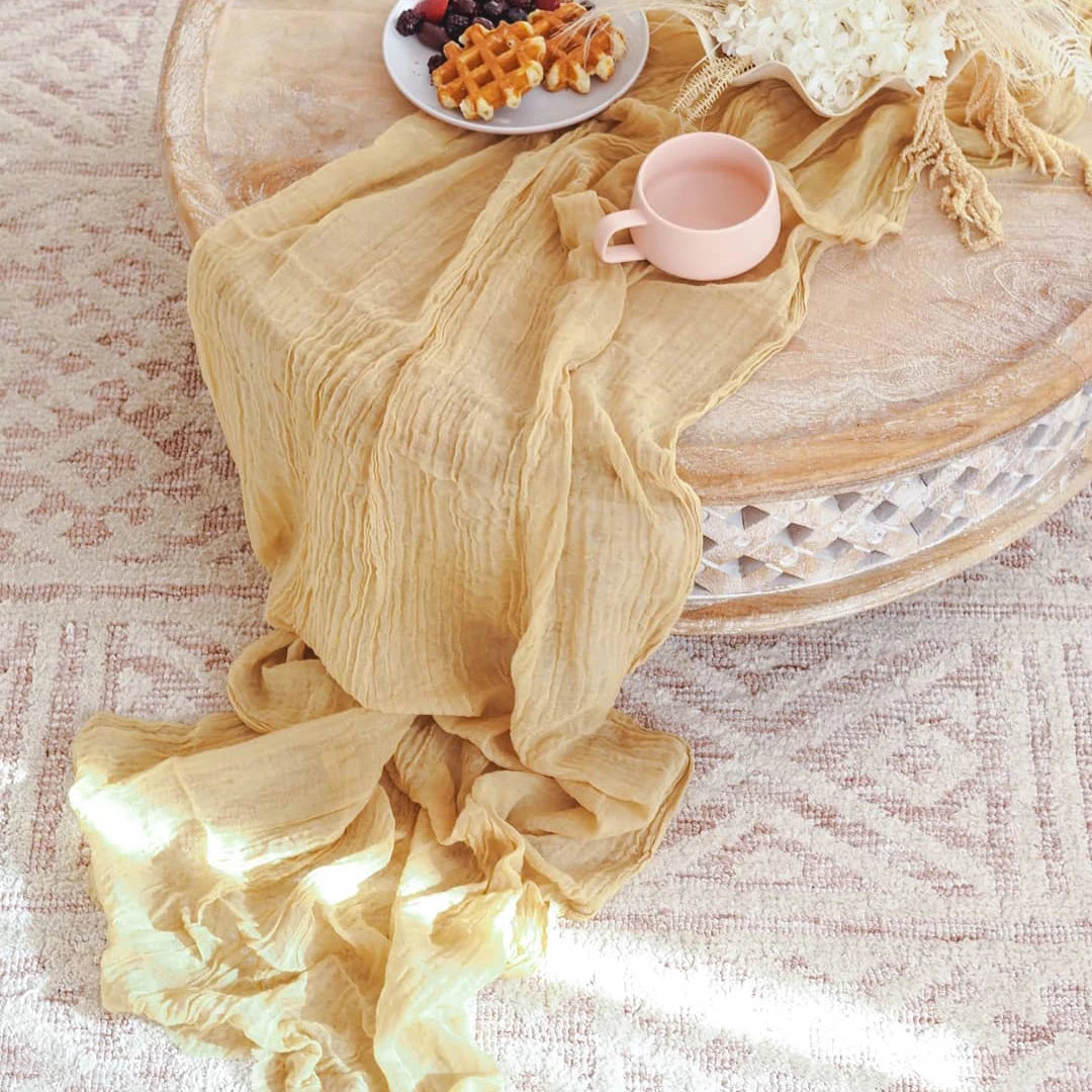 Vintage Semi-Sheer Gauze Table Runner