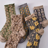 Vintage 5 Pairs 3D Floral Socks