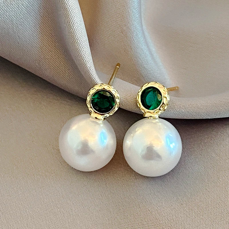 Vintage Bean Spliced Flat Pearl Earrings