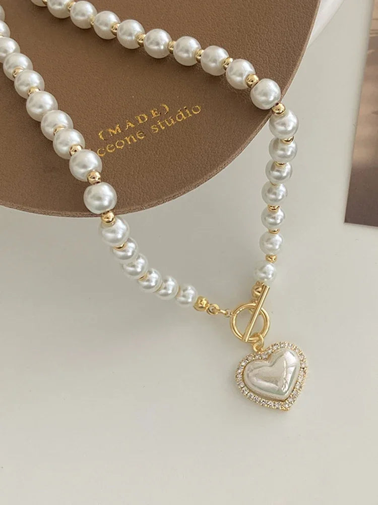 Vintage Pearl Mermaid T-Buckle Necklace for Women