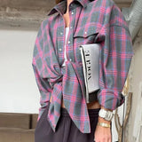 Vintage Oversized Plaid Shirt Women