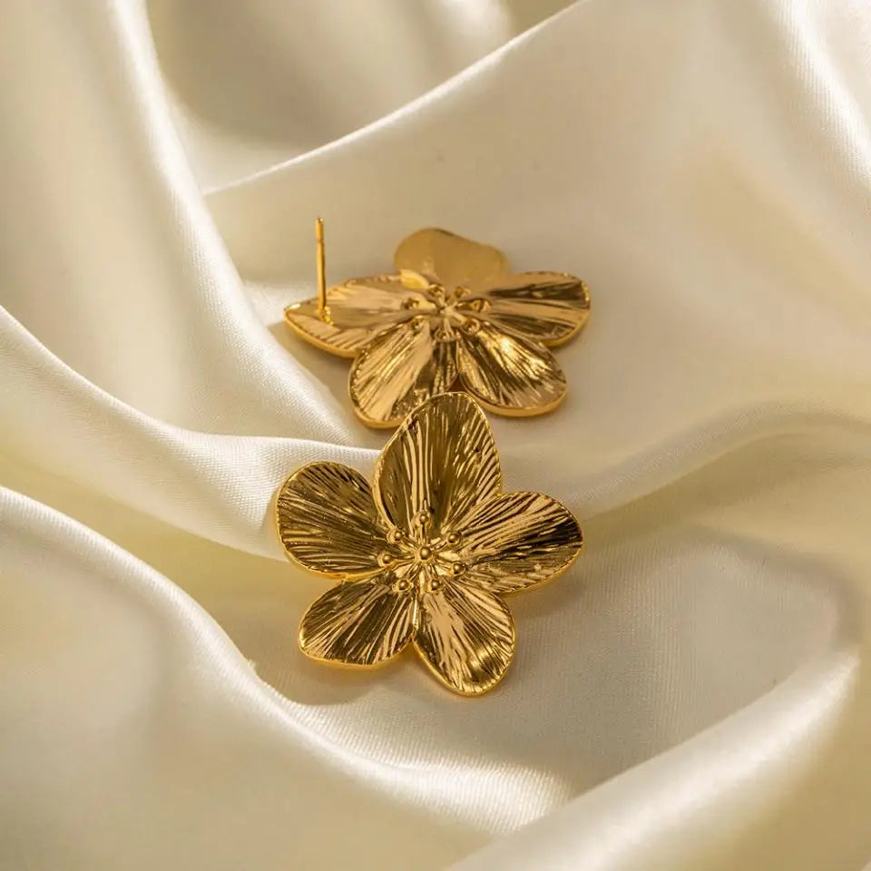 Gold Plated Vintage Butterfly Stud Earrings Charm