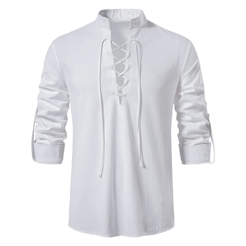 Vintage Men's Casual Blouse Cotton Linen Shirts