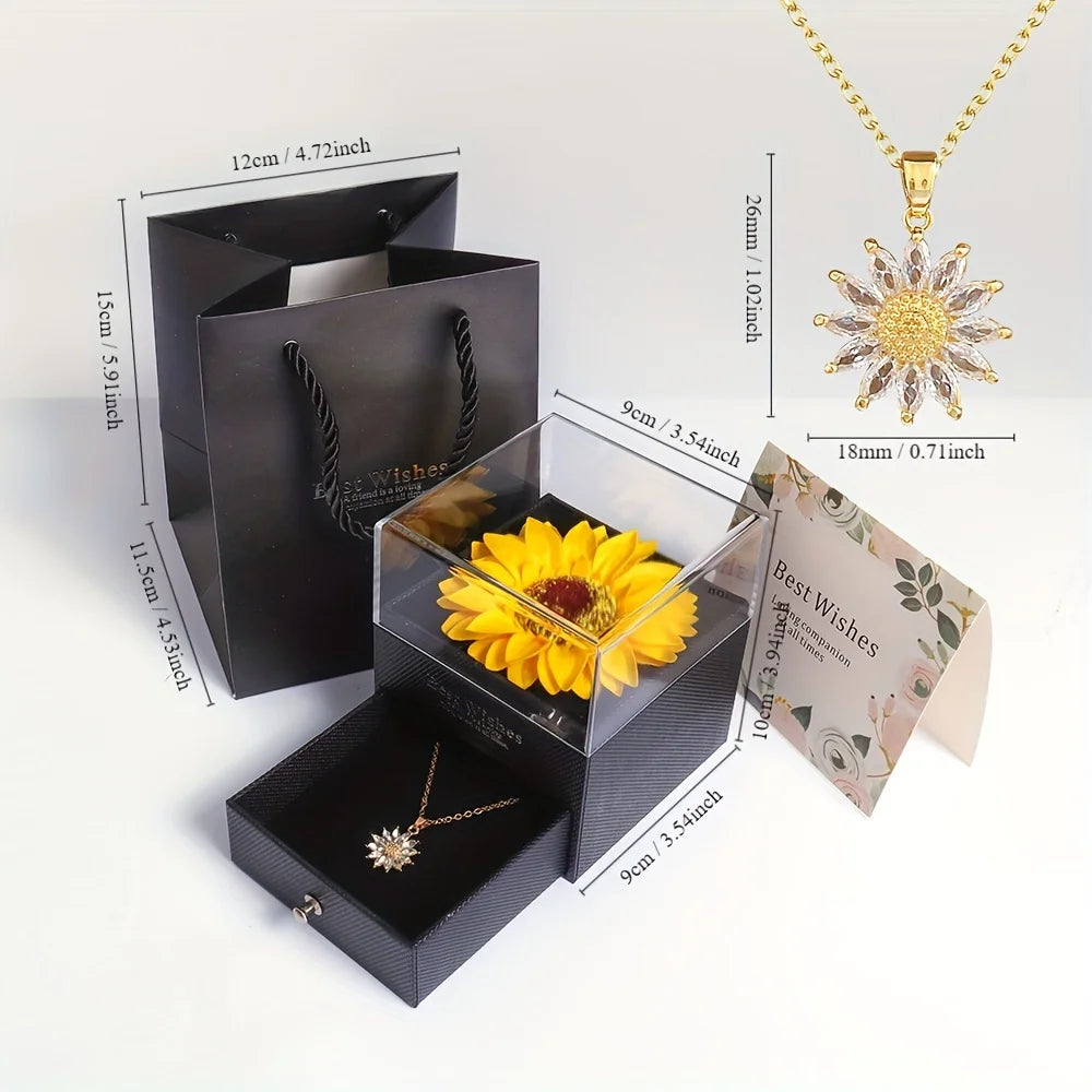 Vintage Elegant Sunflower Necklace Gift Set