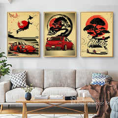 Vintage Japanese Cars Samurai Poster