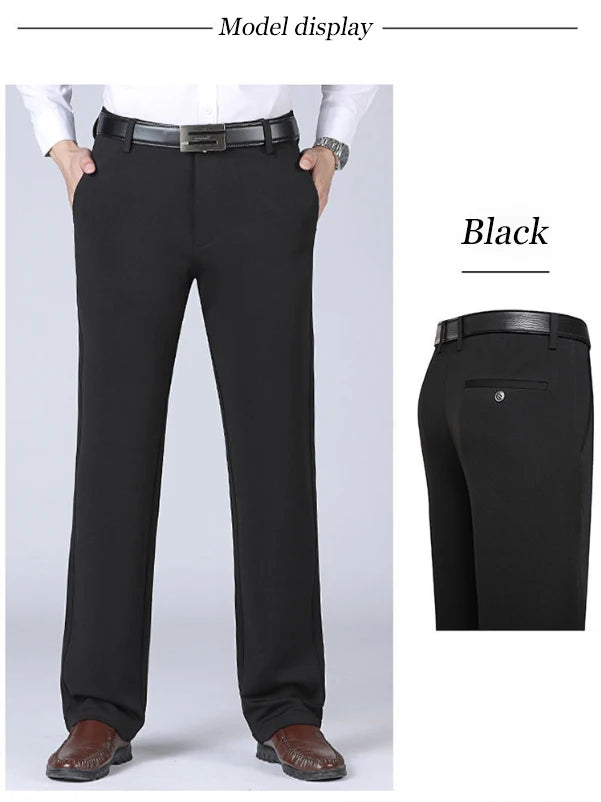 Vintage Men's Trousers Elastic Comfortable Loose Straight Trousers