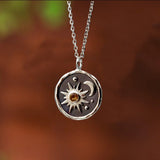 Vintage Sun Moon Pendant Earrings Necklace Set