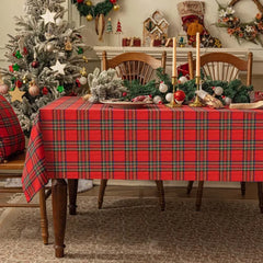 Plaid Christmas Tablecloth Red Green Vintage