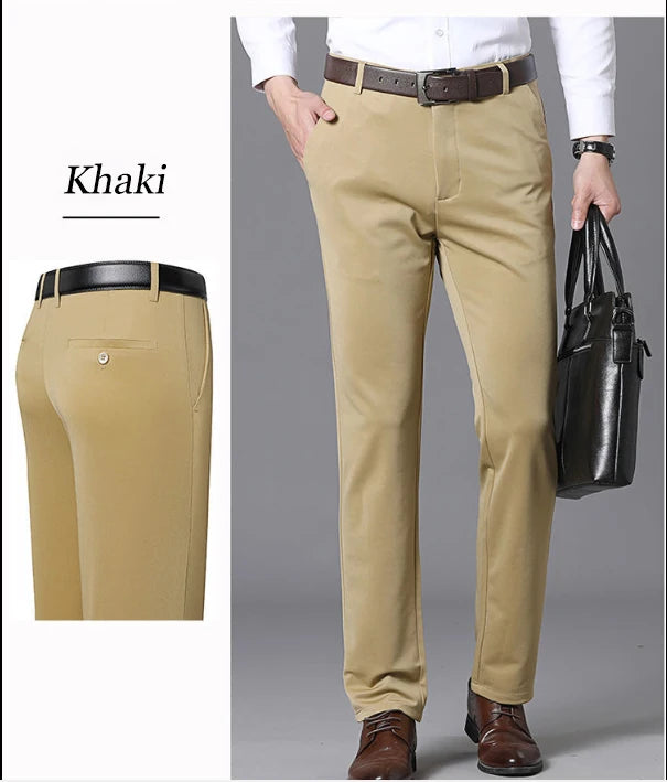 Vintage Men's Trousers Elastic Comfortable Loose Straight Trousers