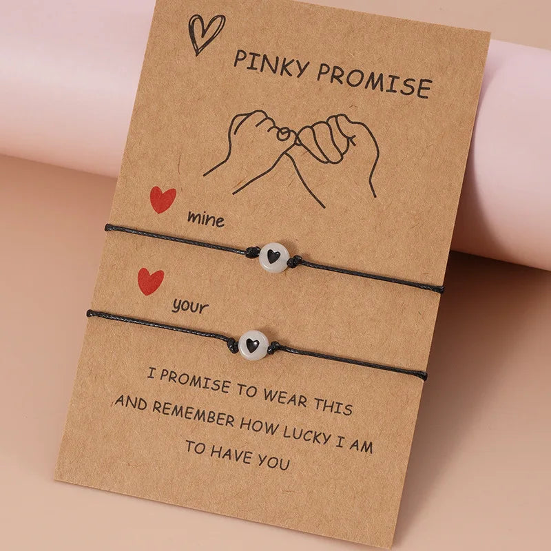 Vintage Luminous Pinky Promise Couple Bracelets