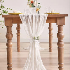 Semi-Sheer Vintage White Table Runners Boho