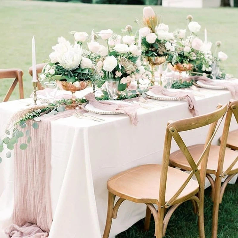 Vintage Semi-Sheer Gauze Table Runner