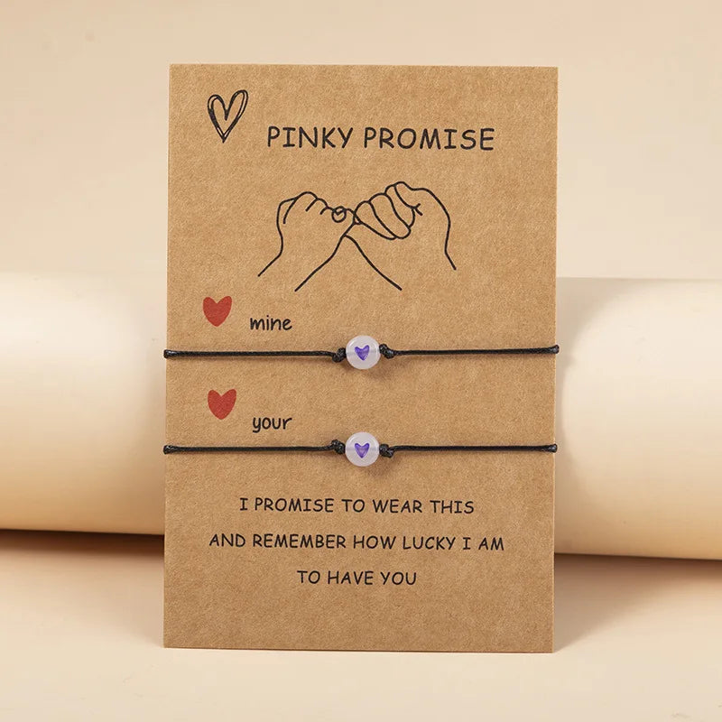 Vintage Luminous Pinky Promise Couple Bracelets