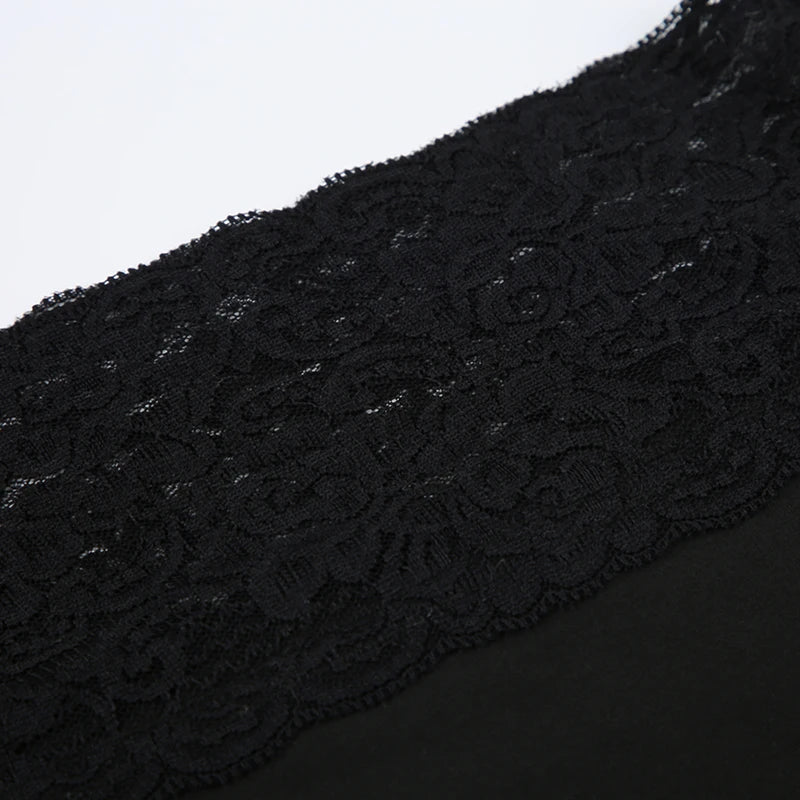 Vintage Black Lace Slash Neck Crop Top