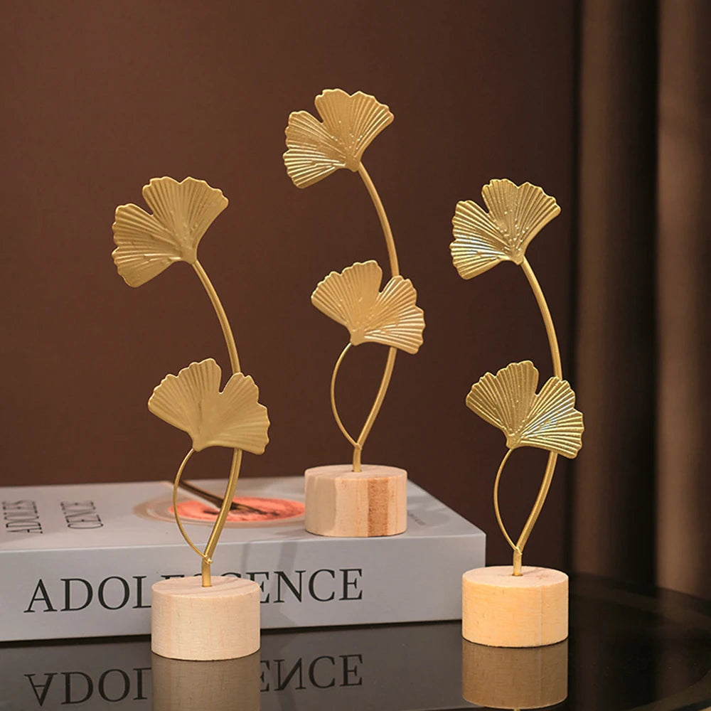 Vintage Nordic Gold Ginkgo Leaf Crafts Leaves Sculpture