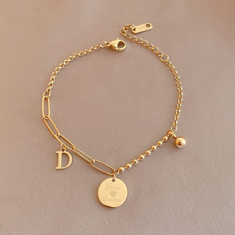 Vintage Letter D Star Pendant Bracelet