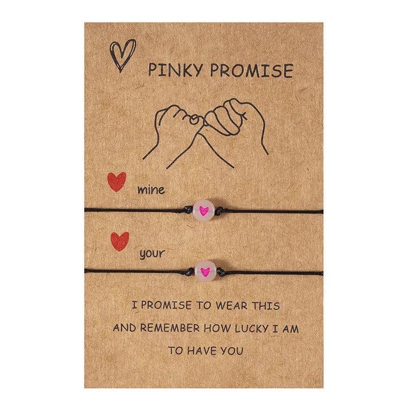 Vintage Luminous Pinky Promise Couple Bracelets