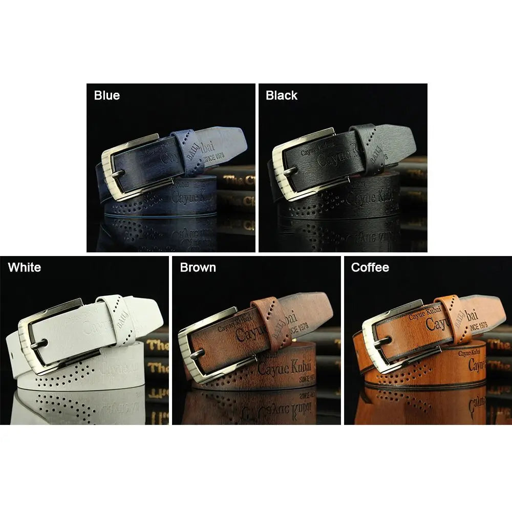 Men's Vintage Leather Belt Luxury Classic Buckle