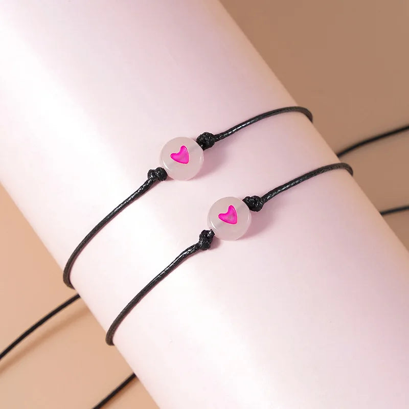 Vintage Luminous Pinky Promise Couple Bracelets