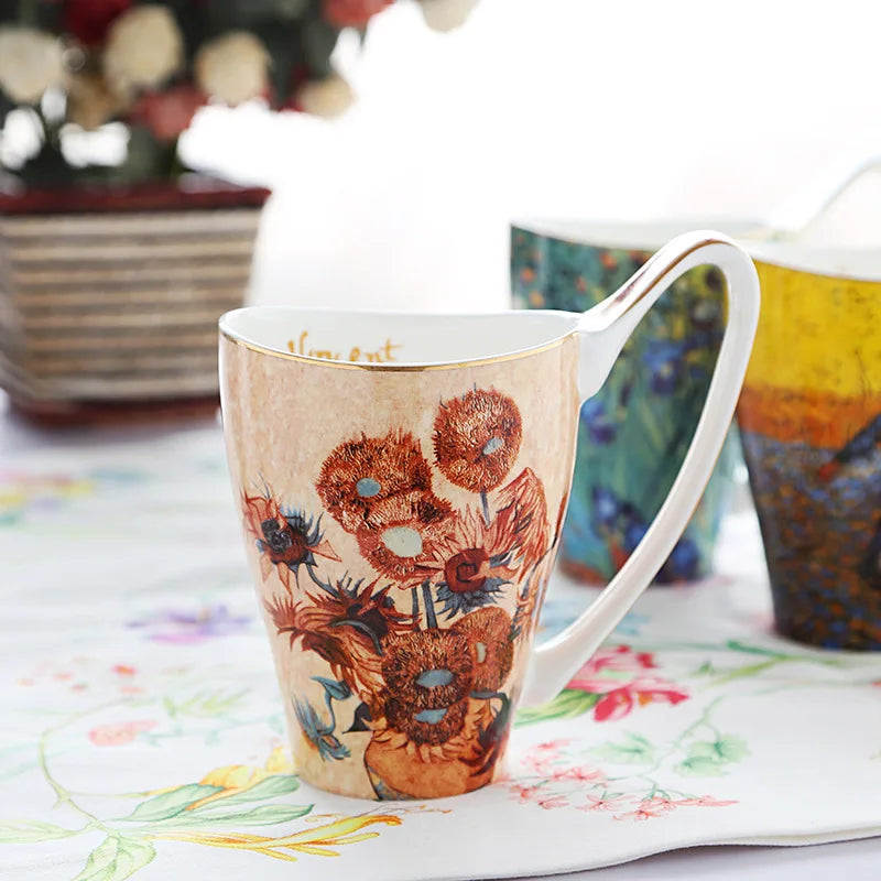 Vintage Art Paintings Ceramic Bone China Coffee Cups