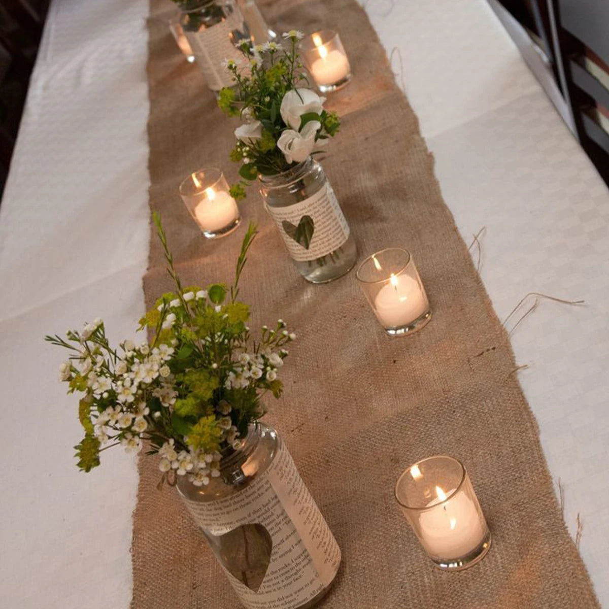 Vintage Natural Hessian Khaki Jute Burlap Linen Table Runner