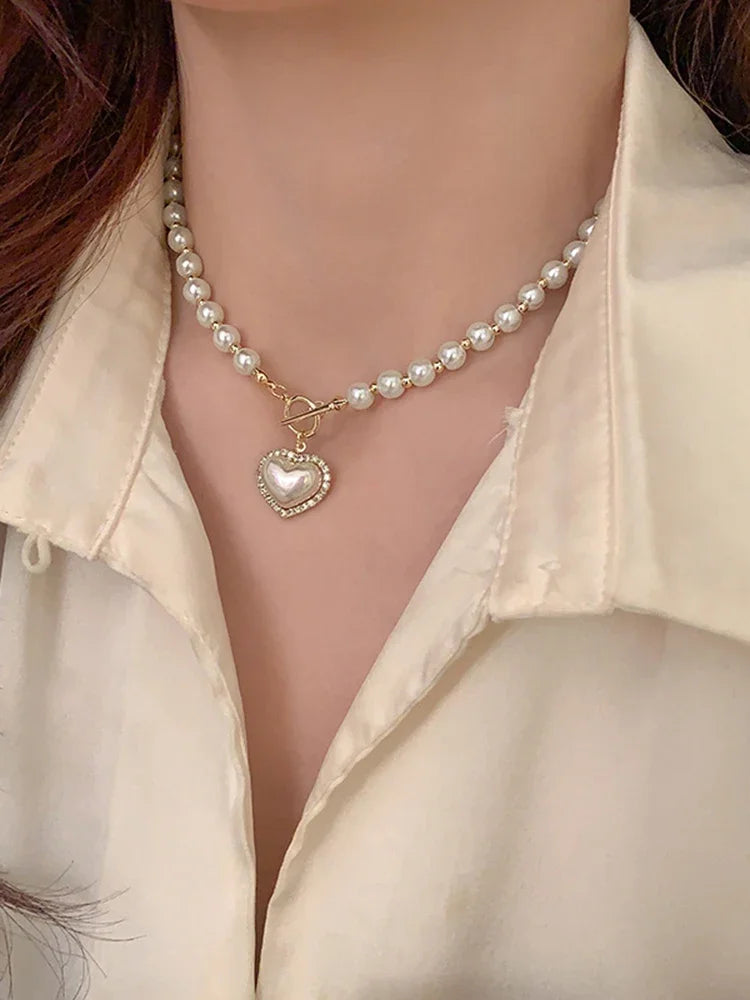 Vintage Pearl Mermaid T-Buckle Necklace for Women