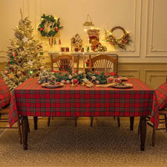 Plaid Christmas Tablecloth Red Green Vintage