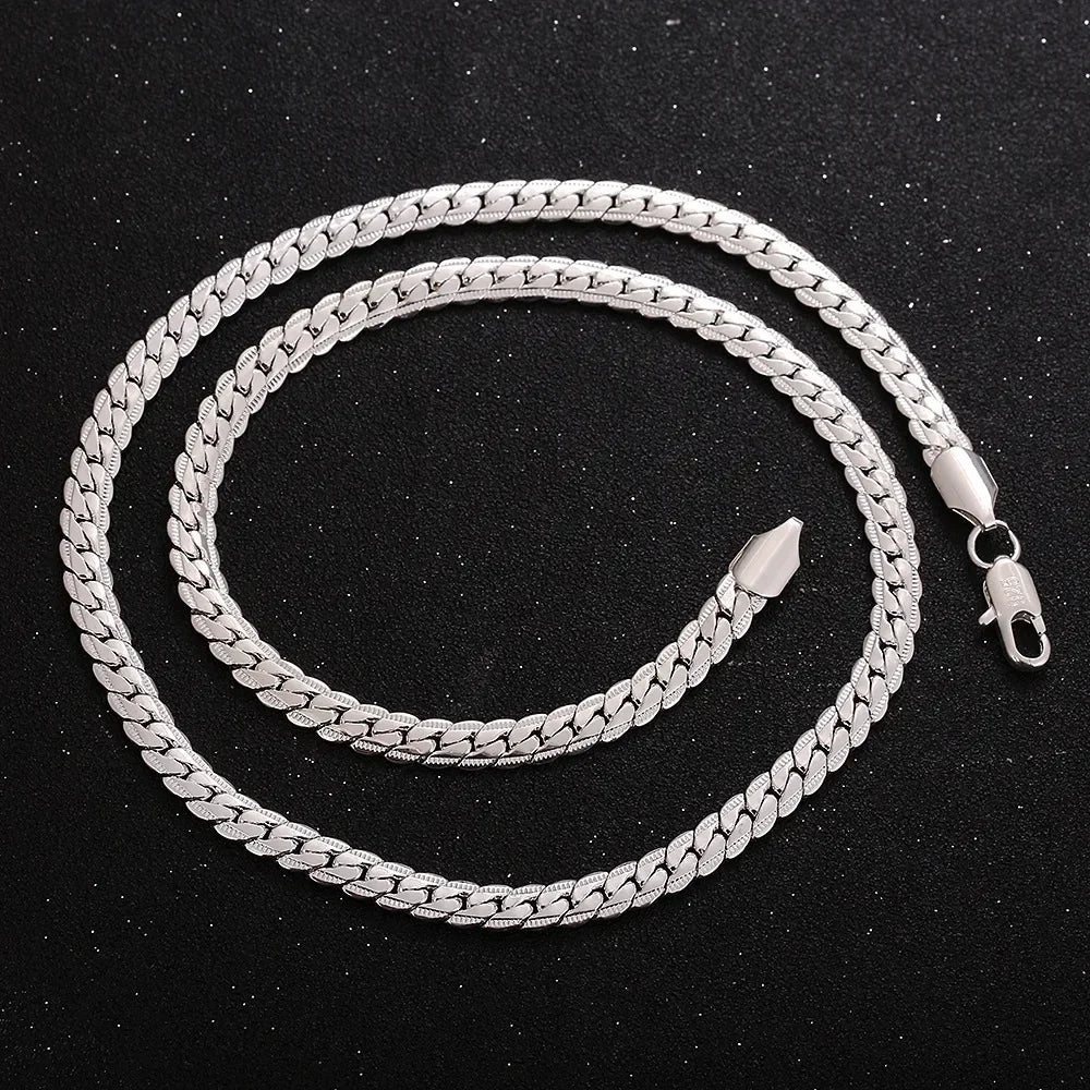 925 Sterling Silver Full Sideways Chain  Vintage Necklace