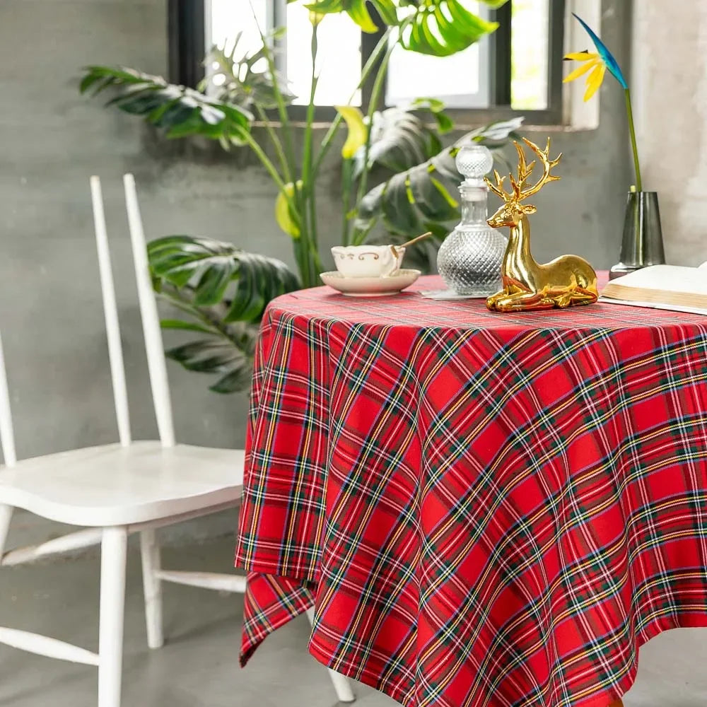 Plaid Christmas Tablecloth Red Green Vintage