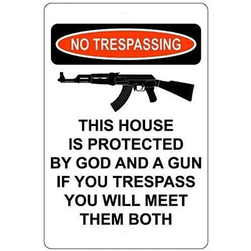 Vintage No Trespassing Warning Metal Signs